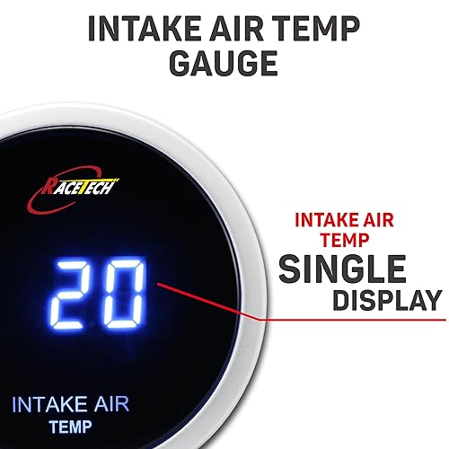 Miniatura 3 de RACETECH Medidor de temperatura del aire de admisión eléctrica (IAT) de 2.047 in (2-116 pulgadas), pantalla LED digital azul Fahrenheit - Incluye