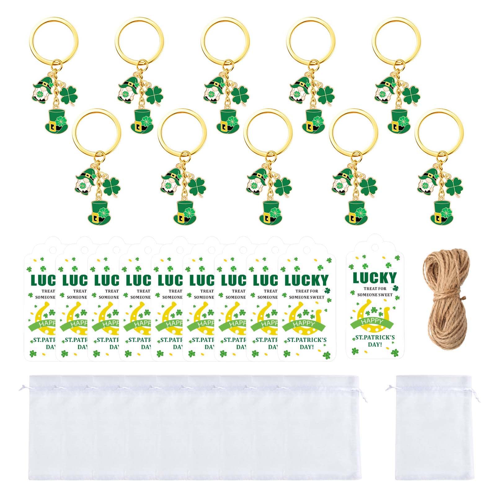 CAZSTYK 10Pcs Lucky Leaves Metal Keychains Irish Themed Keychains Decorative Holders for Patricks Day Weddings Birthdays Keyring