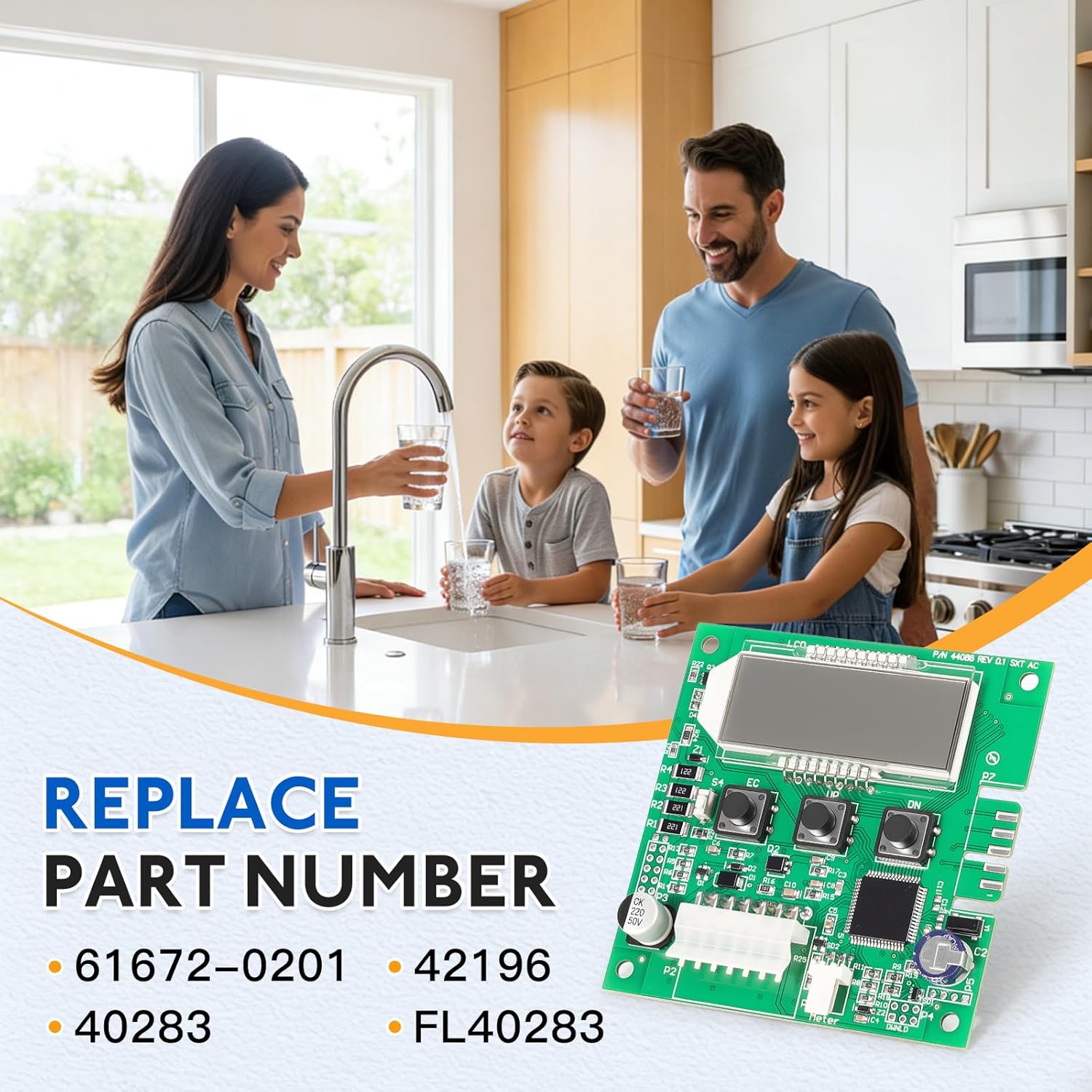 Timer Circuit Board Compatible with Fleck 5600 ProFlow 2510 9100 SE SXT - Replace 61672-0201 42196 40283 FL40283, Timer Board PCB for Water Softener Valve, Digital Control Valve Circuit Board