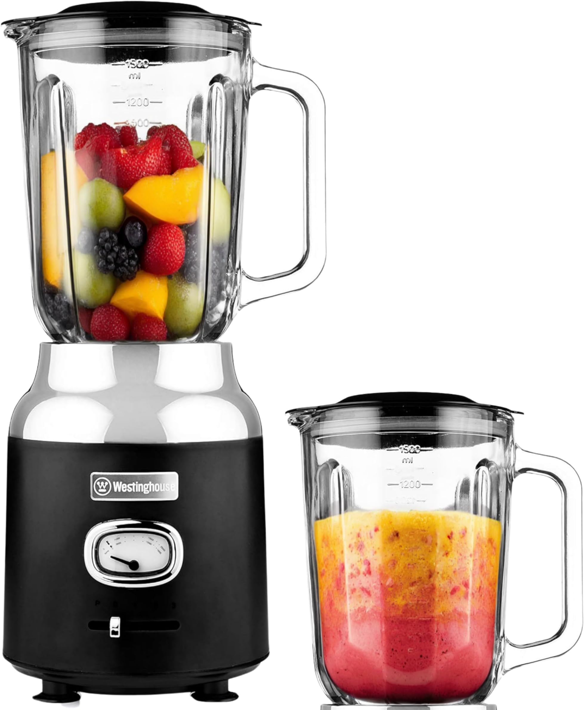 USA Retro Food Blender – 600W, 1.5L Glass Jug, Black | 3-Speed + Pulse Function | Smoothie & Soup Maker (UAE Version) - 2 Years Warranty