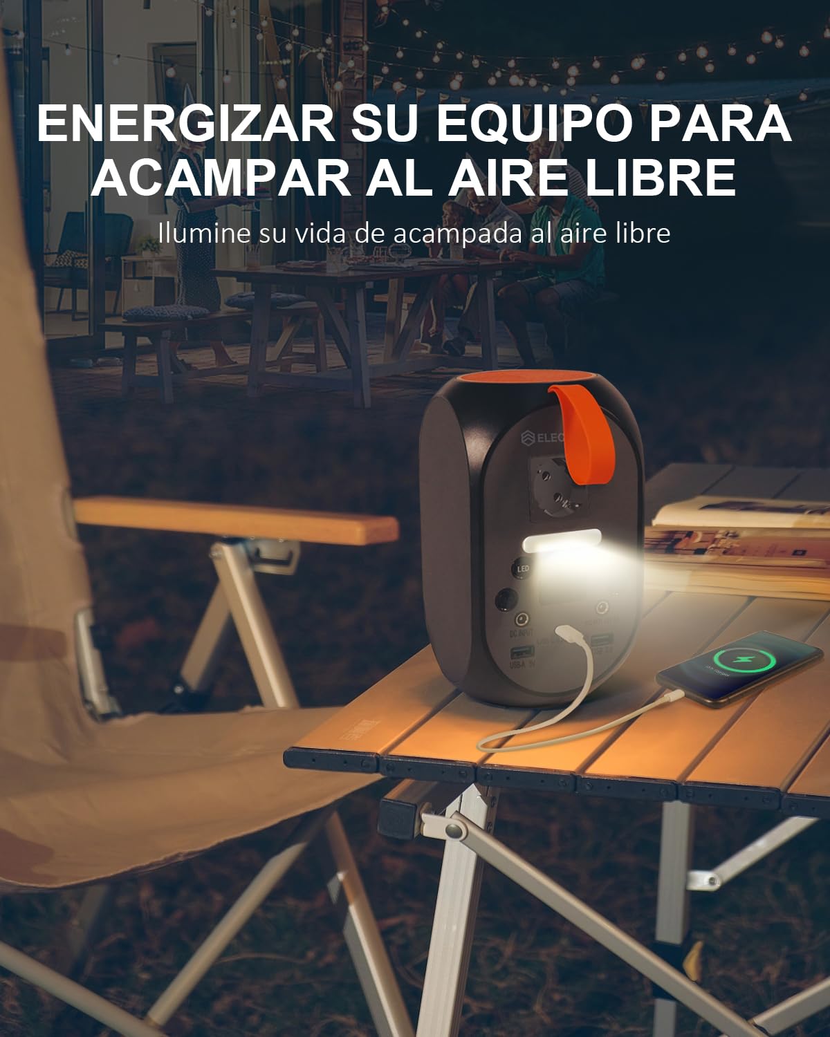 Estación de energía portátil de 99Wh, Generador Solar Portátil LiFePO4 Batería Salidas de CA 120W(Pico 200W) Respaldo de Batería con Linterna LED para Camping, Viajes, Autocaravanas, Hogar, Emergenza