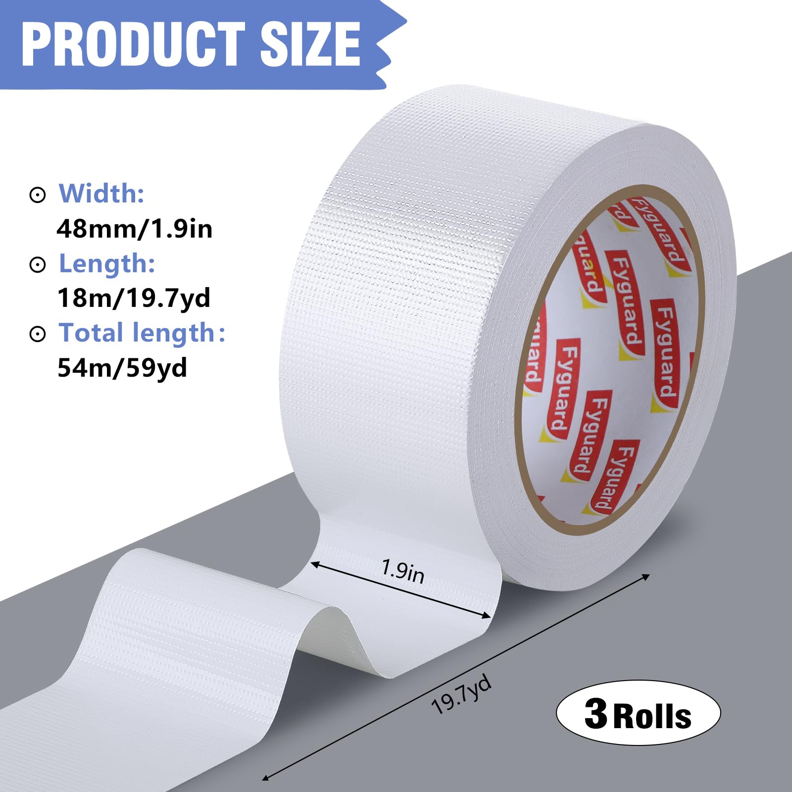 Fyguard 3 Rolls White Duct Tape - Image 2