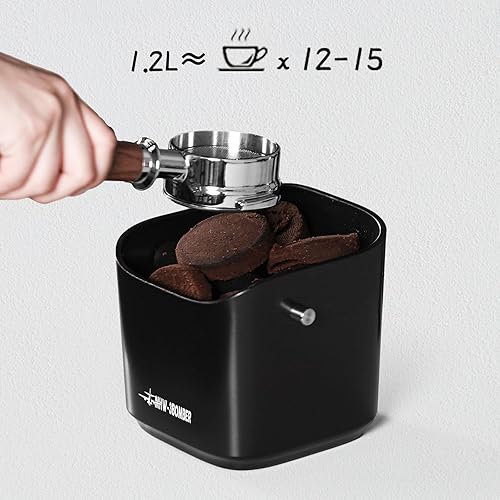 Miniatura 5 de MHW-3BOMBER Caja de café expreso, 1.2 L (15 tazas) caja de café con barra de golpeo extraíble y almohadillas antideslizantes para disco de expreso,