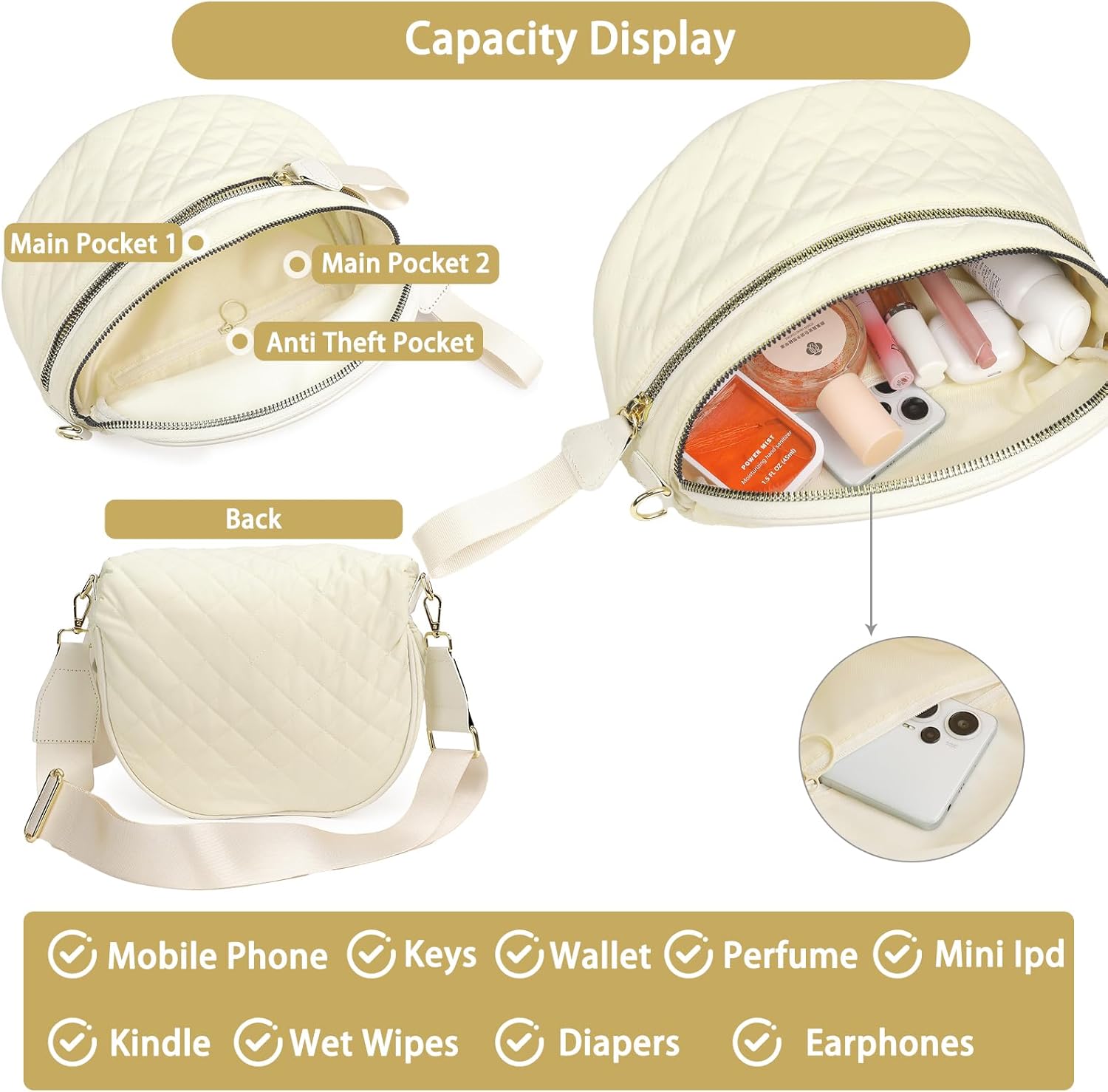 Bum Bags for Women Crossbody, Checkered Crossbody Bag, Nylon Crossbody Bags Fanny Packs Checkered Purse Bag - Image 4