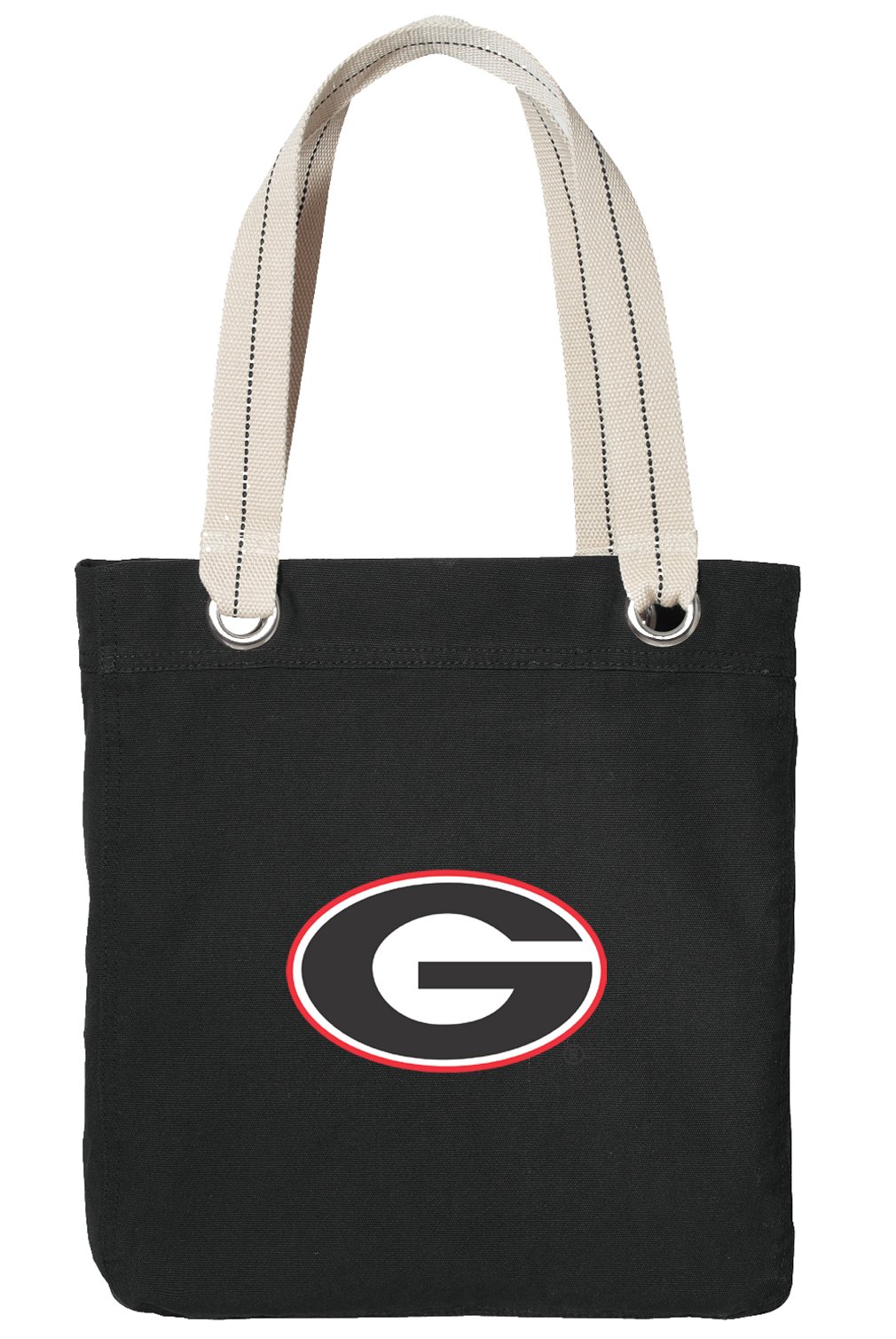 Broad Bay University of Georgia Tote Bag RICH COTTON CANVAS Georgia Bulldogs Bags Black