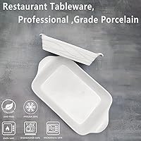 Vista 4 de Plato para hornear de 8 x 5 pulgadas, bandeja para lasaña, bandeja rectangular para hornear de 18 onzas, plato de cerámica con asas (9.8 pulgadas)