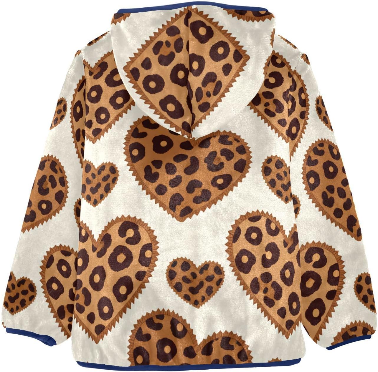 Brown Heart-shaped Leopard Print Jackets for Toddler Outerwear Jackets Navy Blue Baby Zipper Hoodie