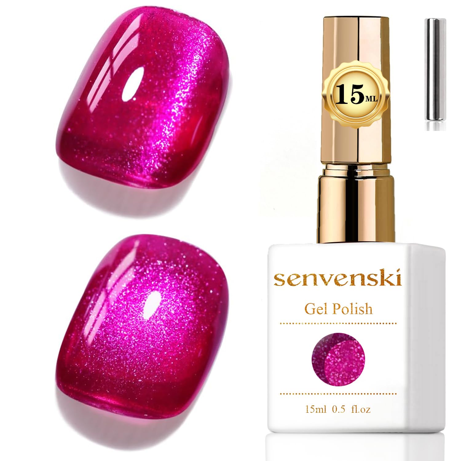 Senvenski Gelee Glas Cat Eye Gel Nagellack mit Magnet 15ML Magnetisch 3D Galaxie Holographisch Reflektierend Glitzernd Durchsichtig Farbe Gellack Salon Home DIY