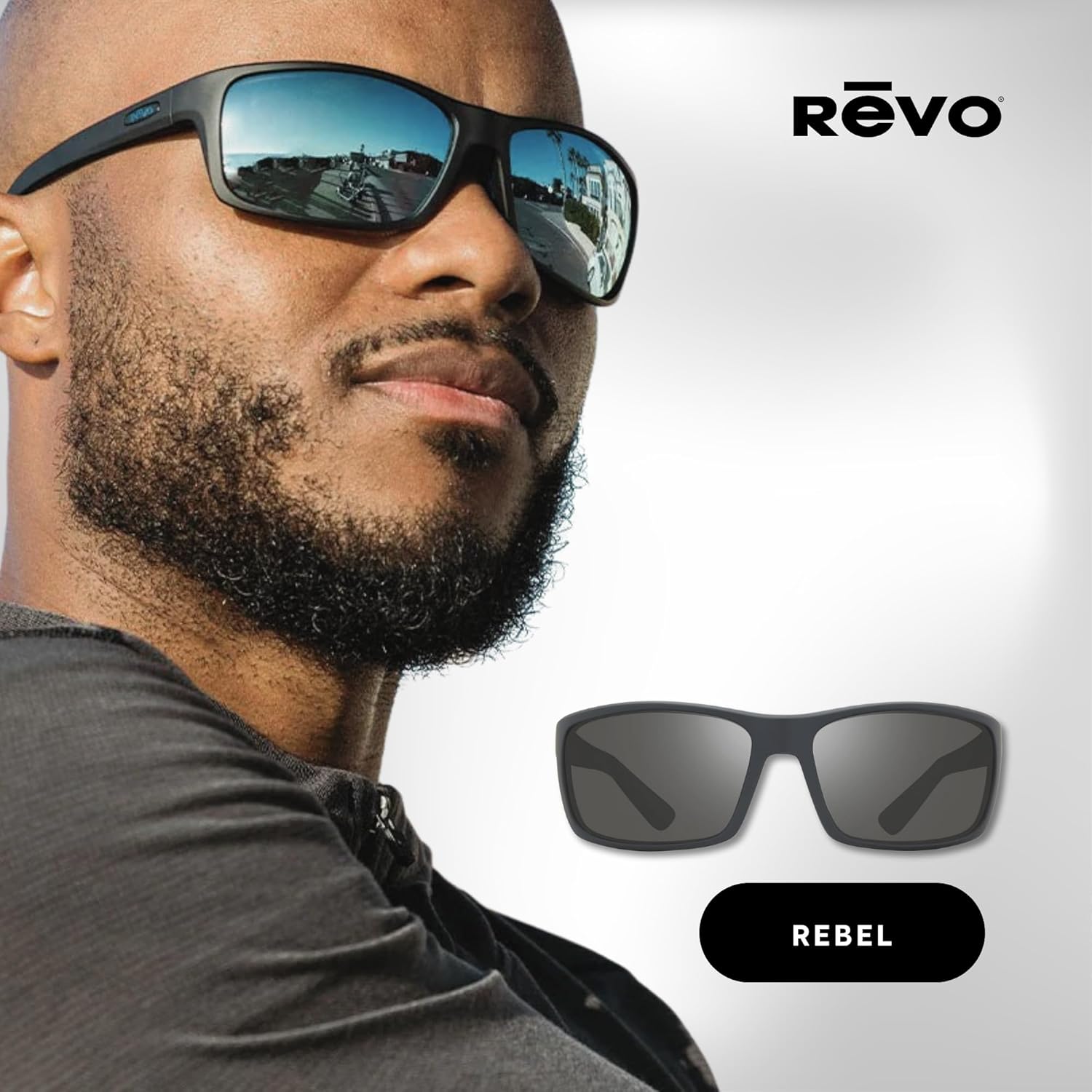 Revo Rebel 64MM Wraparound Rectangular Sunglasses For Men For Women + Bundle Leash + BUNDLE with ACCESSORY EYEWEAR
