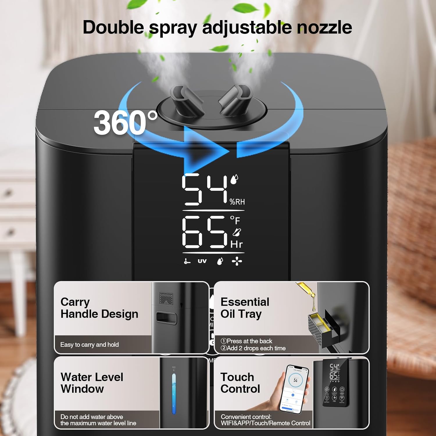 Replace the machine head only use for Honovos Smart App 8L 2.1Gal Quiet Black Humidifiers with 7 Colors Light