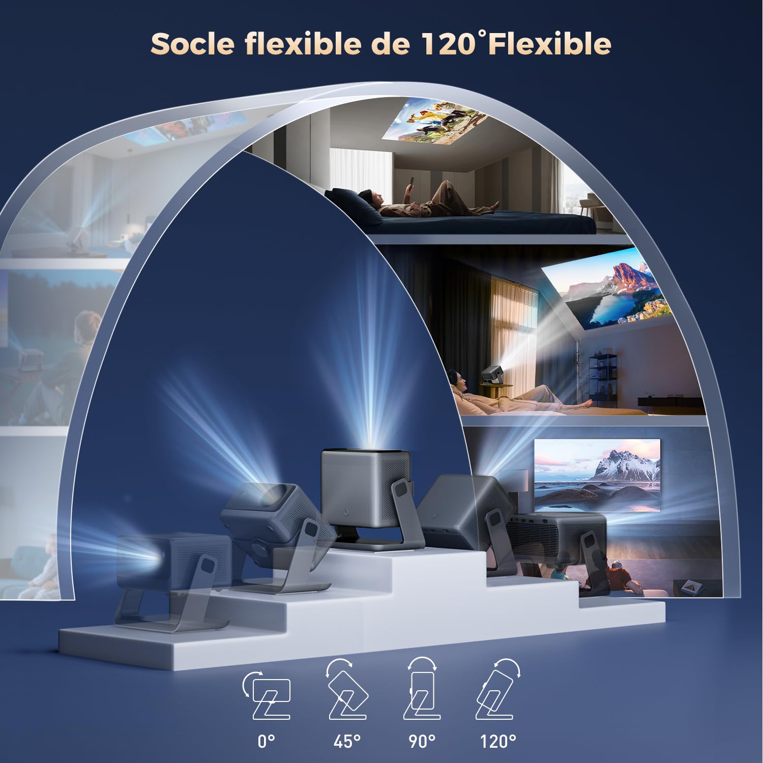 Vidéoprojecteur 30000 Lumens Projecteur Video Auto Focus WiFi AMEELA | Portable Videoprojecteur Dolby Audio FHD 1080P HDMI/USB intégré Compatible avec Netflix, Youtube/Prime Video