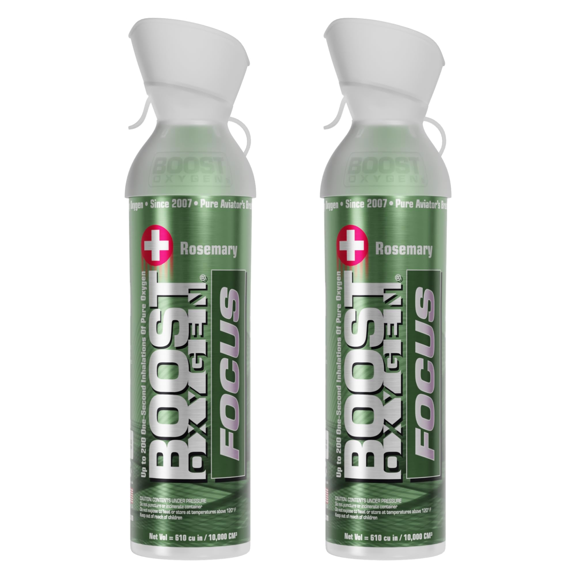 Boost OxygenLarge Focus Rosemary Aroma 10L Canister | Respiratory Support for Aerobic Recovery, Altitude, Performance & Health (2 Pack)