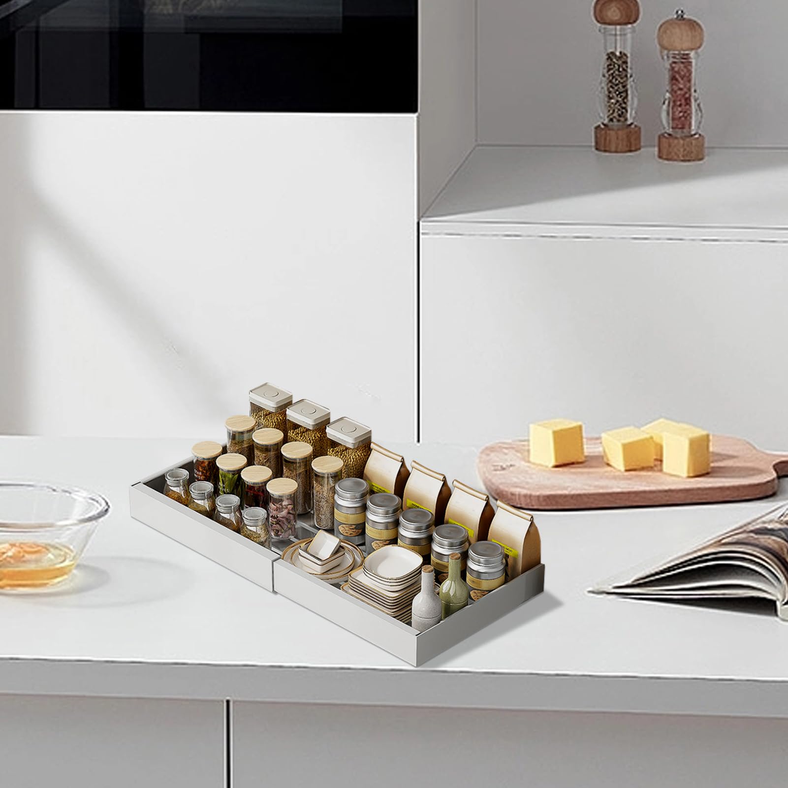 Organizador Cocina Bajo Fregadero Resistente Cesta Extraíble Sin Taladro | Estantes Deslizantes Extraíbles Bajo Fregadero para Cocina, Baño, Despensa, Armario, Cocina, Baño,