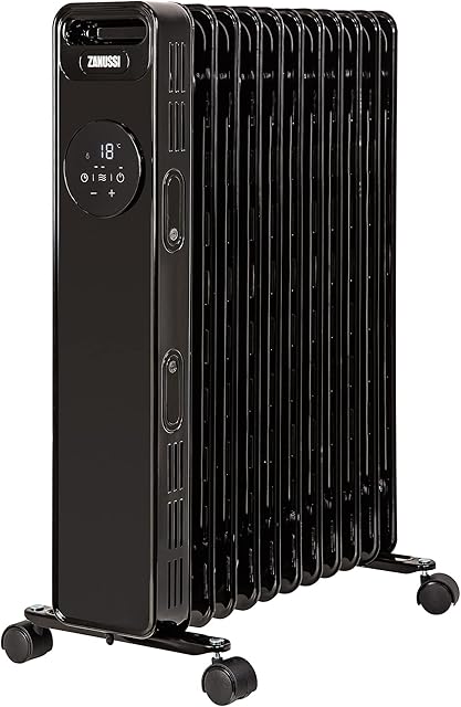 Zanussi 2300W Oil Filled Radiator 11 Fin Portable Electric Heater & Remote Control, Black, Display & 24 Hour Timer, Adjustable Thermostat, 3 Heat Settings, Safety Cut-off, 20 m sq Room Size ZOFR5005B