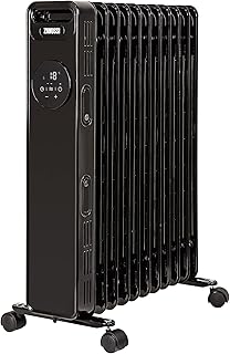 Zanussi 2300W Oil Filled Radiator 11 Fin Portable Electric Heater & Remote Control, Black, Display & 24 Hour Timer, Adjust…
