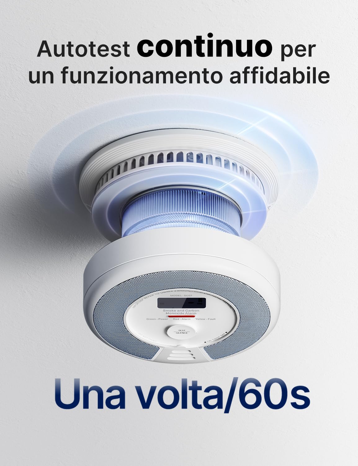 X-Sense Rilevatore di fumo e monossido di carbonio, allarme indipendente, 10 anni di durata con batteria integrata, sensore combinato con pulsante di test, EN 14604 e EN 50291 standard conformi, SC07