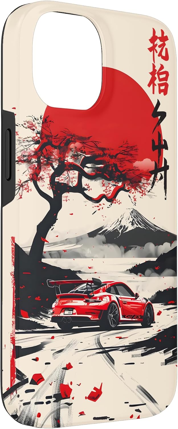 JDM Japan Red Sun Graphic Japanese Art Drift Car Case for iPhone 16 Pro