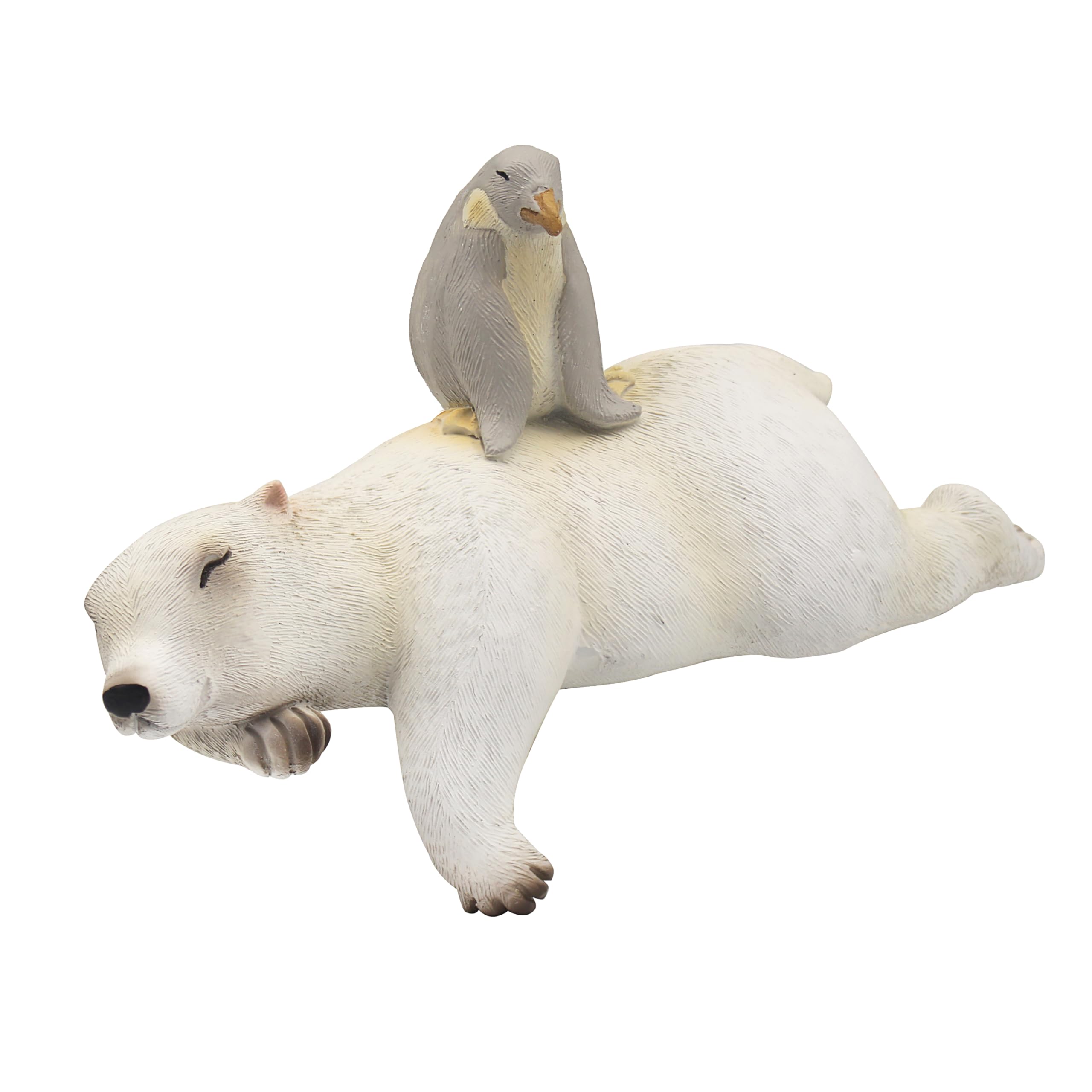 The Leonardo Collection Polar Lying Bear With Penguin Figurine For Home & Office | Home Decor Ornaments Gift For Women & Men | Beautiful Figurine For Indoor & Outdoor | Living Room Decor Ornaments