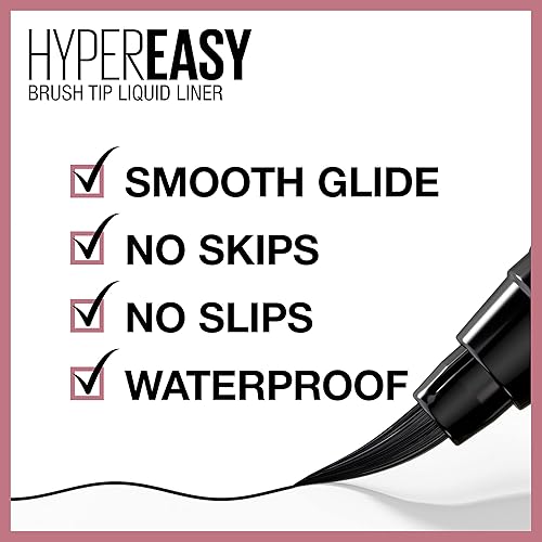 Miniatura 2 de Maybelline Hyper Easy - Delineador líquido de ojos acabado satinado fórmula a prueba de agua delineador de ojos Pitch Black 0018 Floz -