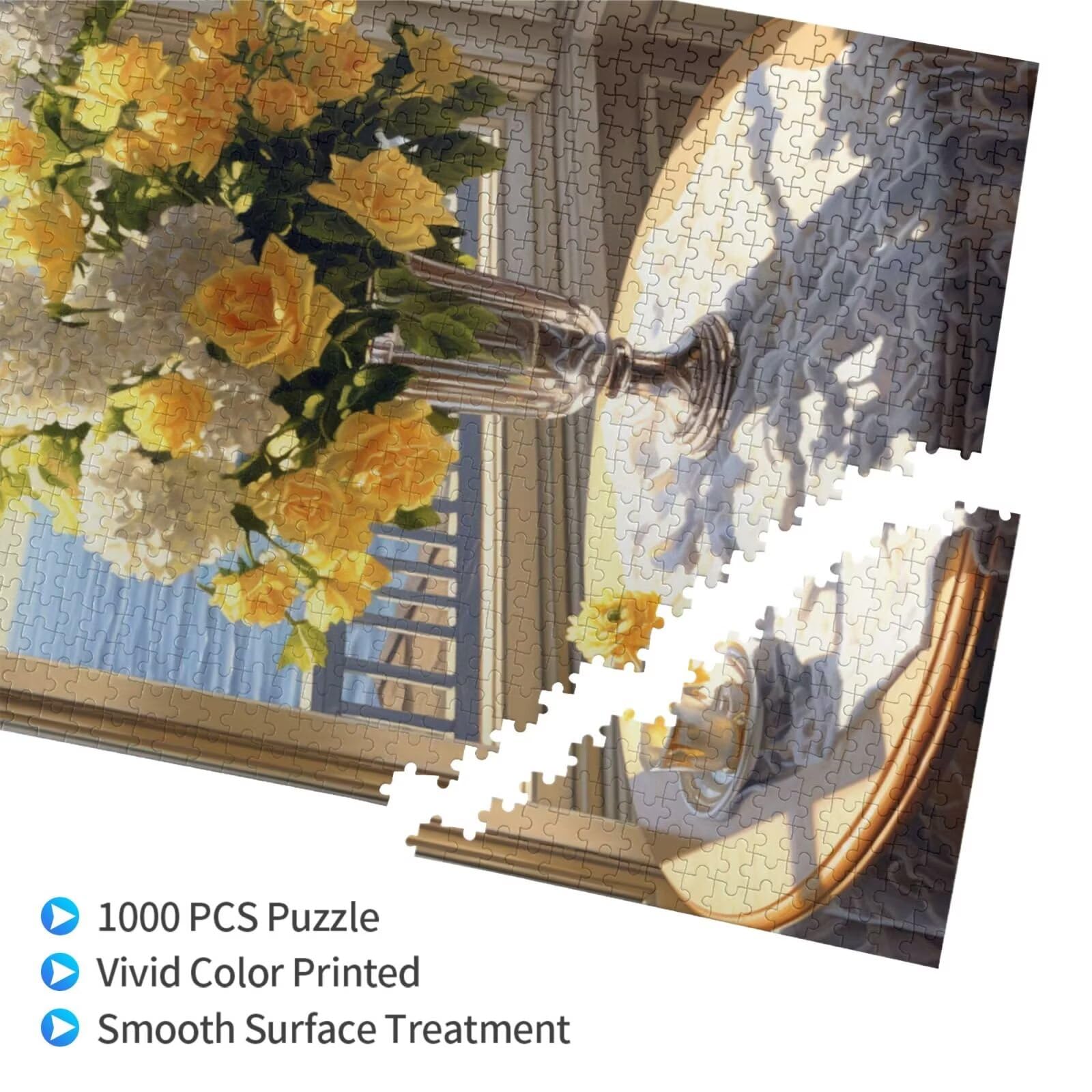 Fleur Puzzle Rose 3000 Pièces Adultes, DIY Puzzles Classiques Art avec Boîte d'emballage et Photos de Référence, Relaxation/Soulagement du Stress/Jeux Amusants, Creatif Cadeau pour Femme M-1504