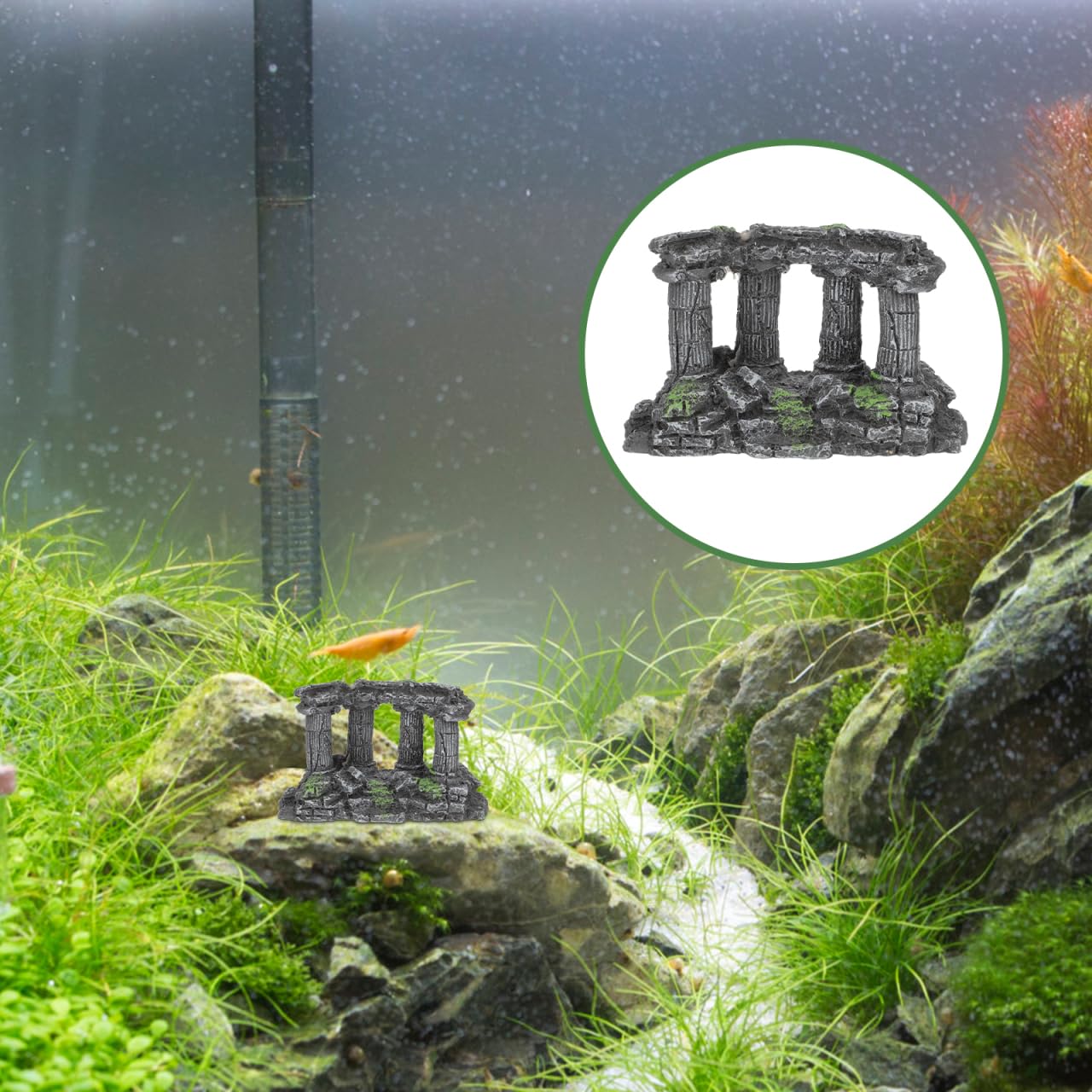 PRETYZOOM Roman Column Aquarium Decor Resin Fish Tank Ornaments 6.29X3.93X2.36 Inches Roman Pillars Landscape Decoration for Betta and Goldfish Tanks : Pet Supplies