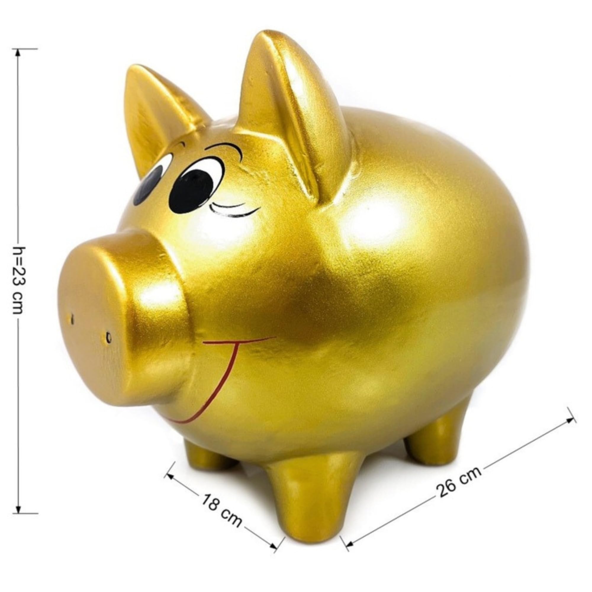 XXL Keramik Sparschwein handbemalt Gold – große Spardose ohne Öffnung zum Zerbrechen – originelle Geldgeschenk Idee für Erwachsene & Kinder, Hochzeit, Geburtstag, Kommunion, Konfirmation, Sparbüchse