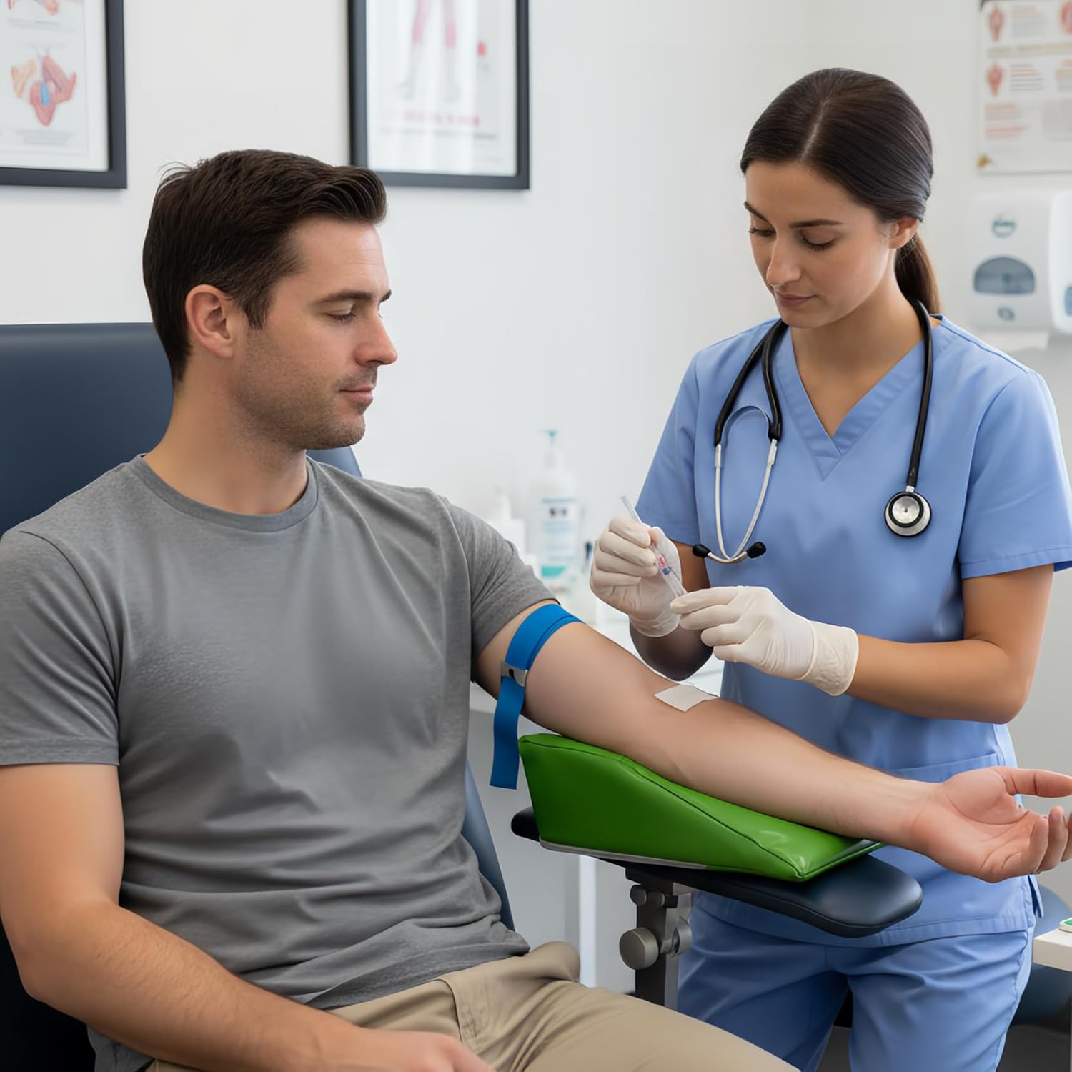 Medical Arm Support Pillow Infusion Injection Arm Wedge Pillow Phlebotomy Supplies, 9.1x5.9x3.9 inches, Waterproof PU Leather, for IV Therapy and Blood Draws (Black)