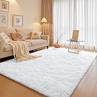 Vista 24 de junovo Alfombra de área lavable y antideslizante, alfombras de área pequeñas y esponjosas, alfombra peluda para sala de estar, alfombra suave