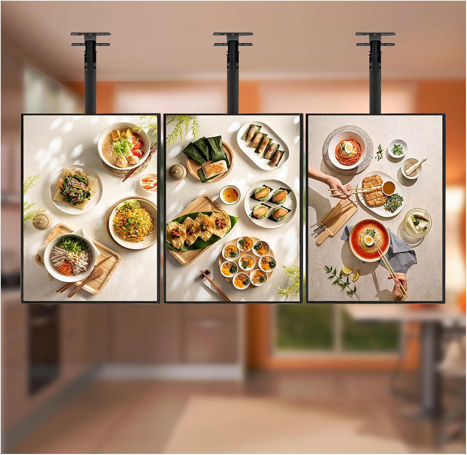 Restaurant Poster Light Box, Suspended Ultra-Thin LED Display, Backlit Advertising Display Board, Energy Saving Backlit Display, for Cafe Shop, Bakery & Fast Food Shop 3PC 60 * 90cm