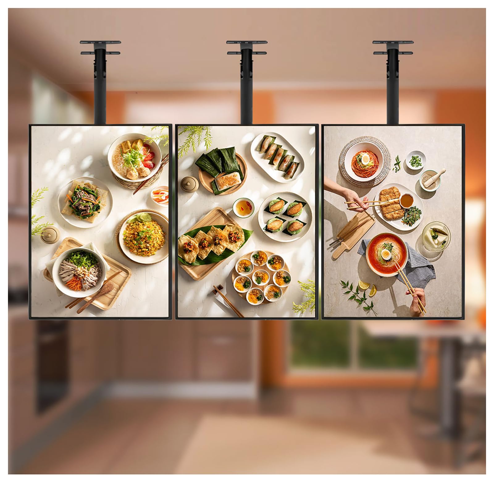 Caisson Lumineux pour Affiches De Restaurant, écran LED Suspendu Ultra-Fin, Panneau Publicitaire Rétroéclairé, Affichage Rétroéclairé à économie D'énergie, pour Cafés 3PC 60 * 90cm