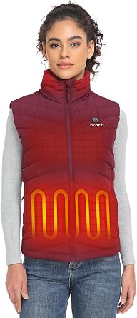 ORORO Womens Heated Down Vest, Lightweight Heated Vest with Battery | 800 fill power down insulation, 4-zone core heating, water and wind resistant, up to 10 hours of warmth