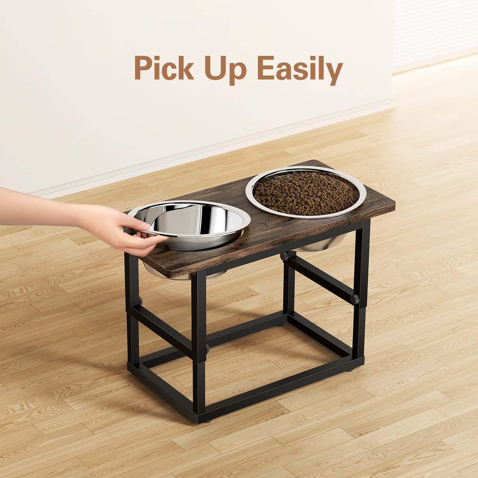 Zarler Cuencos elevados para perros para razas grandes y grandes, 5 alturas ajustables de 8.2 a 17.3 pulgadas, 2 cuencos de acero inoxidable, 8.2 pulgadas, 11.8 pulgadas, 13.7 pulgadas, 15.7 pulgadas