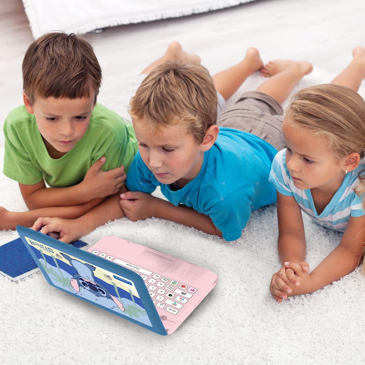 LEXIBOOK, Disney Stitch, Portátil Educativo Bilingüe, Español e Inglés, 164 Actividades, Matemáticas, Juegos de Lógica, Modo Música, Gran Pantalla LCD, Diseño Disney Stitch, Rosa/Azul, JC601Di2