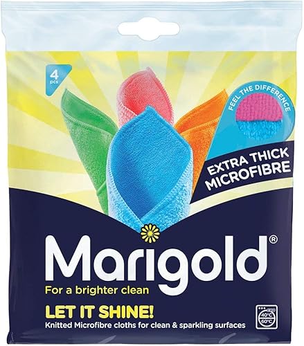 MARIGOLD Let it Shine - Paquete de 5 unidades de microfibra extra gruesa (5 paquetes de 4 paños 20 en total), 7.3 x 1.5 x 7.9 in, multicolor,