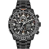 Citizen Men's Promaster Air Skyhawk Eco-Drive Pilot Watch, Atomic Timkeeping Technology, Chronograph, Power Reserve Indicator, Ana-digi Display, Luminous Hands and Markers, Anti-Reflective Crystal, Black Ion-Plated