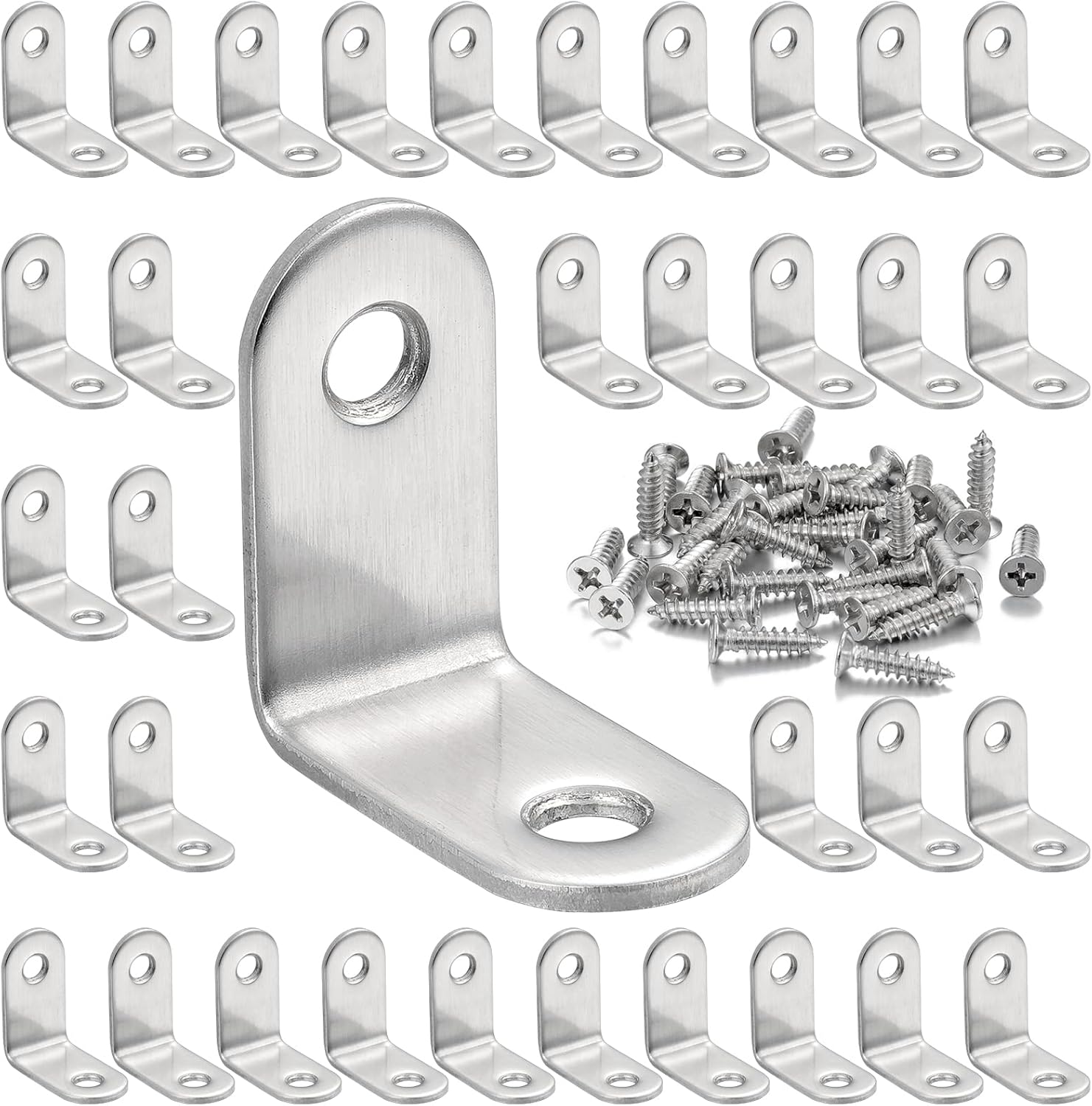 Amazon.com: INIRET 50 Packs L Bracket Stainless Steel Corner Brace 1 ...