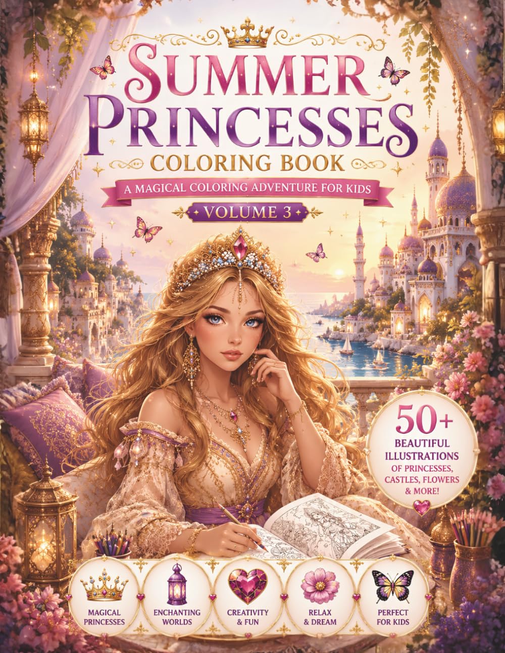 Summer Princesses Coloring Book: The Grand Finale – Volume 3 of a 3-Book Princess Coloring Series (Enchanted Seasons: A Royal Princess Coloring Adventure)