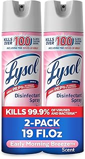 Lysol Disinfectant Spray, Sanitizing And Antibacterial Spray, For Disinfecting And Deodorizing, Early Morning Breeze, 19 Fl Oz (Pack Of 2), Packaging May Vary