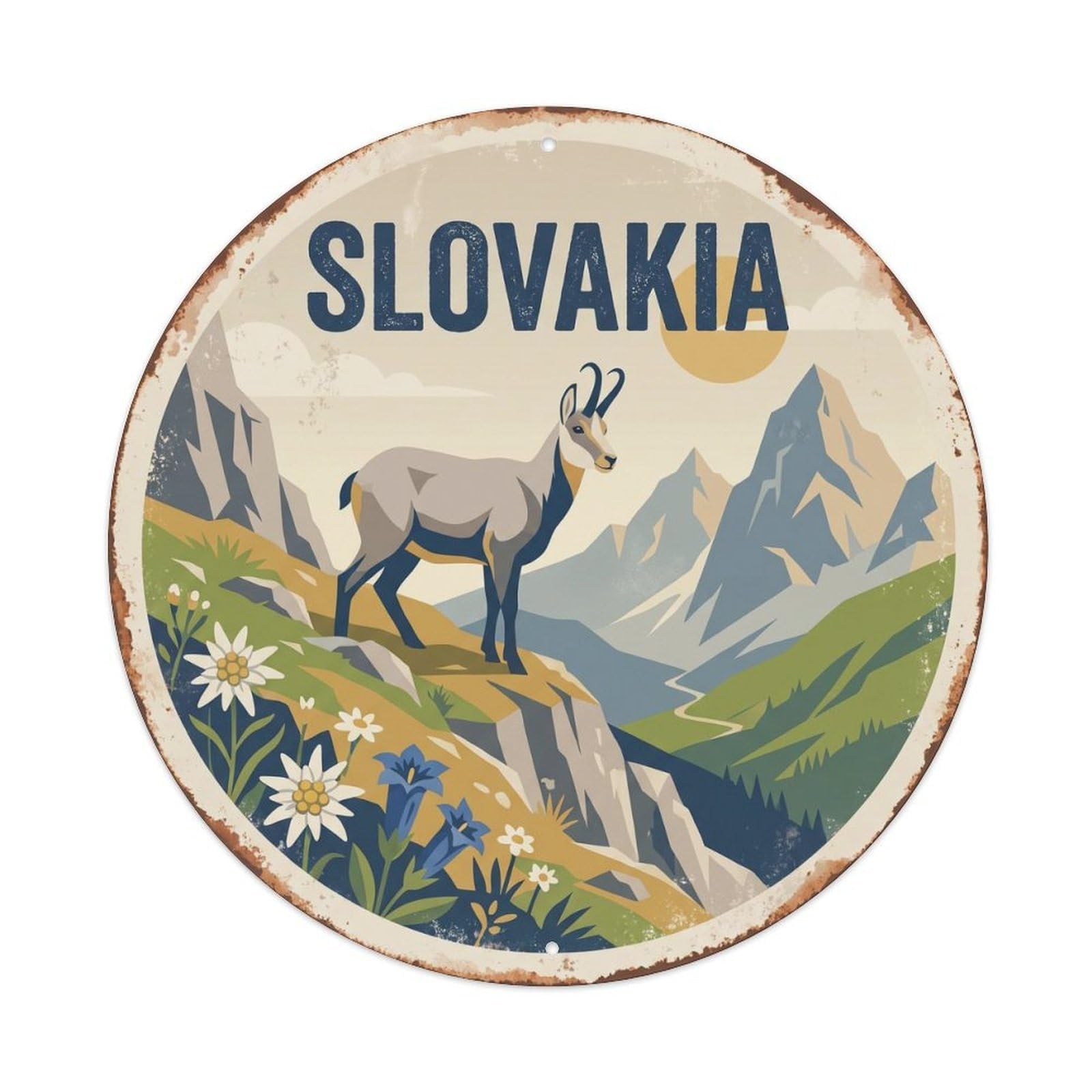 Slovakia Tatra Chamois Mountain Slope Metal Tin Sign