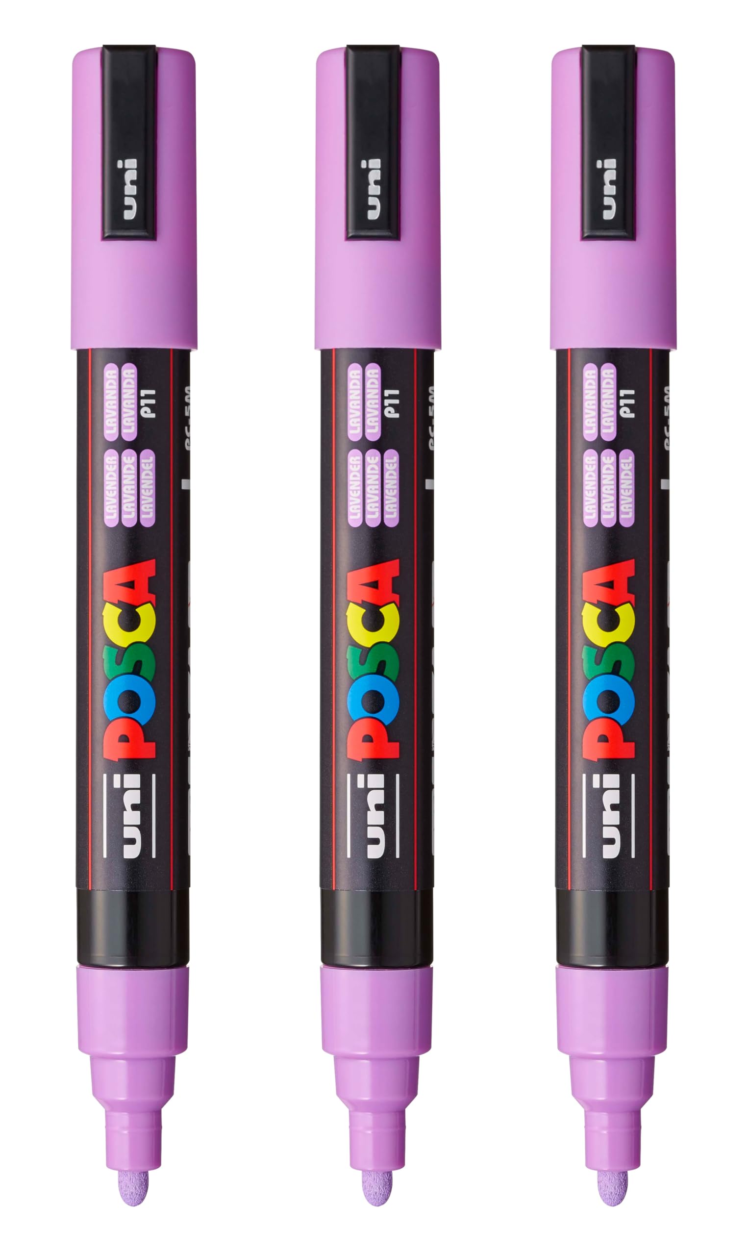 posca PC-5M Water-Based Paint Markers, Reversible Medium Tip (1.8-2.5mm), Lavender, 3 Count