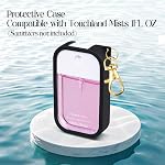 Silicone Case with Bottles Hand Sanitizer Spray Kit,Protective Case with Keychain Compatible with Power Mist and Glow Mist 1.5 fl oz, Hand Sanitizer Spray Accessory (Black)