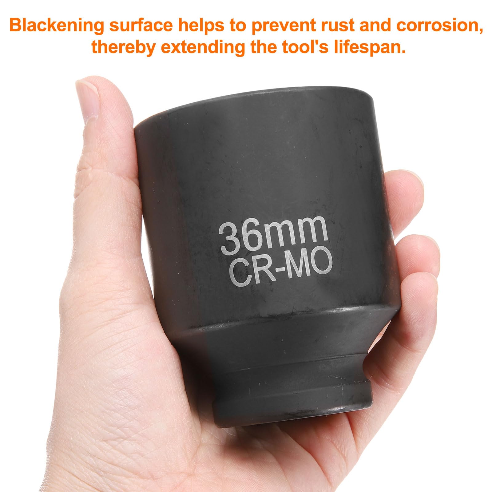 sourcing map 3 llaves de vaso cuadradas de 4 puntos de 3/4 pulgadas de 36 mm métricas cuadradas de impacto CR-MO ennegrecimiento estándar de manga neumática para reparación de automóviles