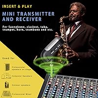 Vista 3 de Saxofón inalámbrico instrumento musical recogida, micrófono profesional instrumento inalámbrico UHF Pickup Mic receptor y sistema transmisor, clip