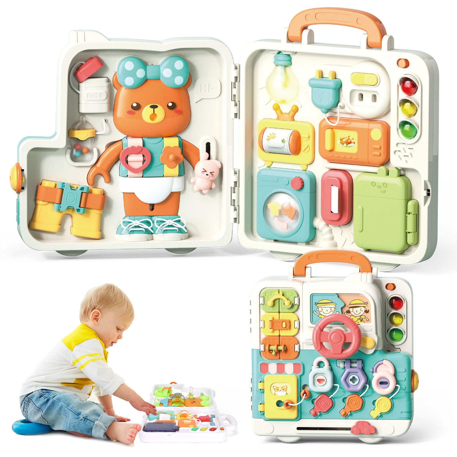 Toddler Busy Board,Montessori Toys for 1-3 Year Old,Musical Educational Toys,Learning Toys for Toddlers 1-3,Christmas & Birthday Gift for Kids