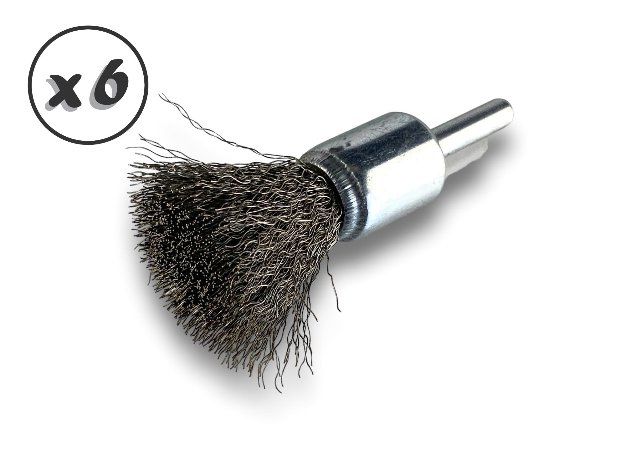 Kibros Lot 6 brosses en bout pinceau tige Ø 6 mm fil inox souple Ø 18 mm