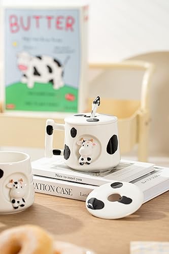 Miniatura 7 de DIHOclub Adorable taza de cerámica con cabeza de calabaza 3D con tapa y cuchara, perfecta para café, té, leche y más, regalo ideal para Halloween,