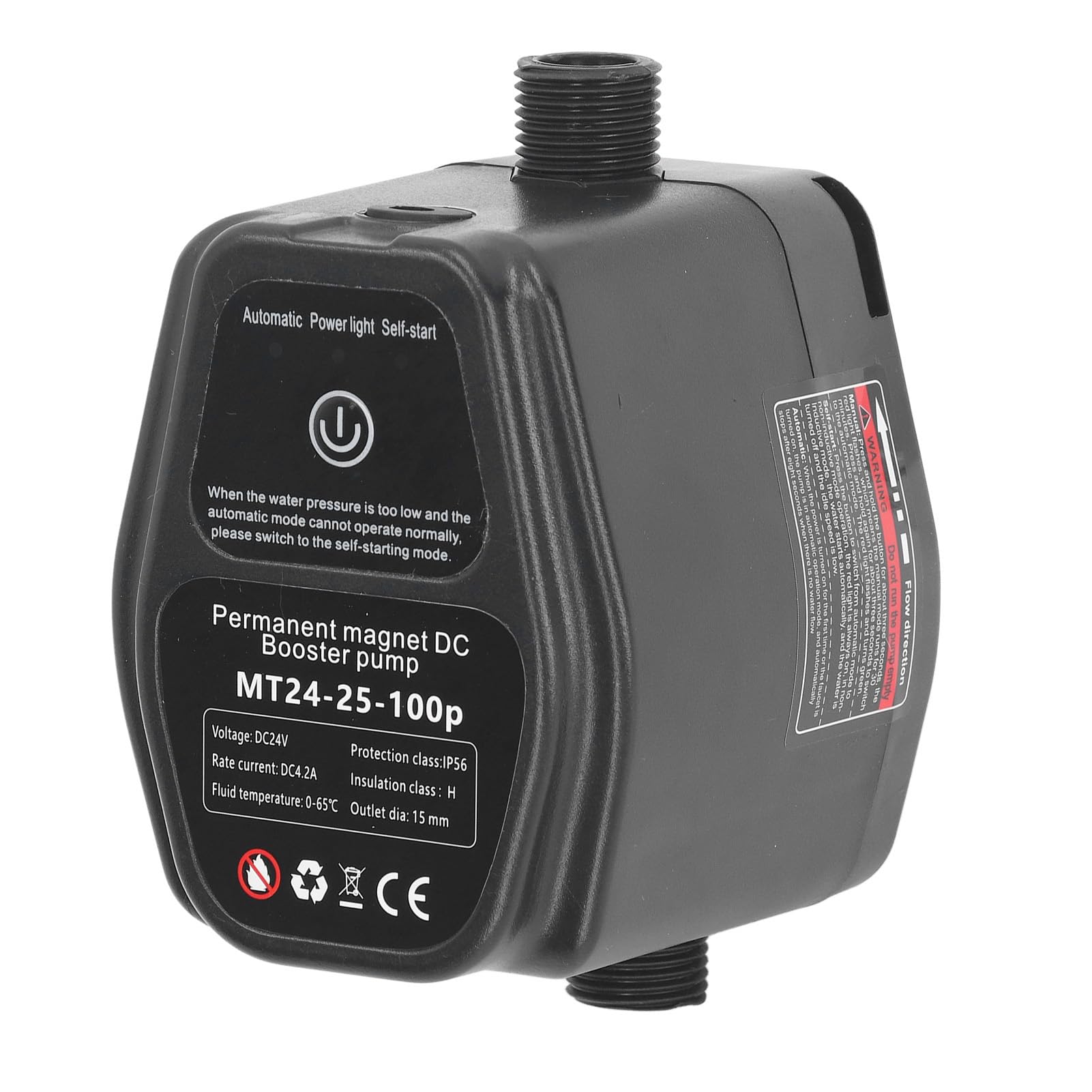 Pompa di Pressione, Pompa Acqua con Motore DC Brushless, 100W | Connettore in Acciaio Inox, per Rubinetti Doccia e Irrigazione, Avvio/arresto Automatico, Compatibile con Sistemi Solari