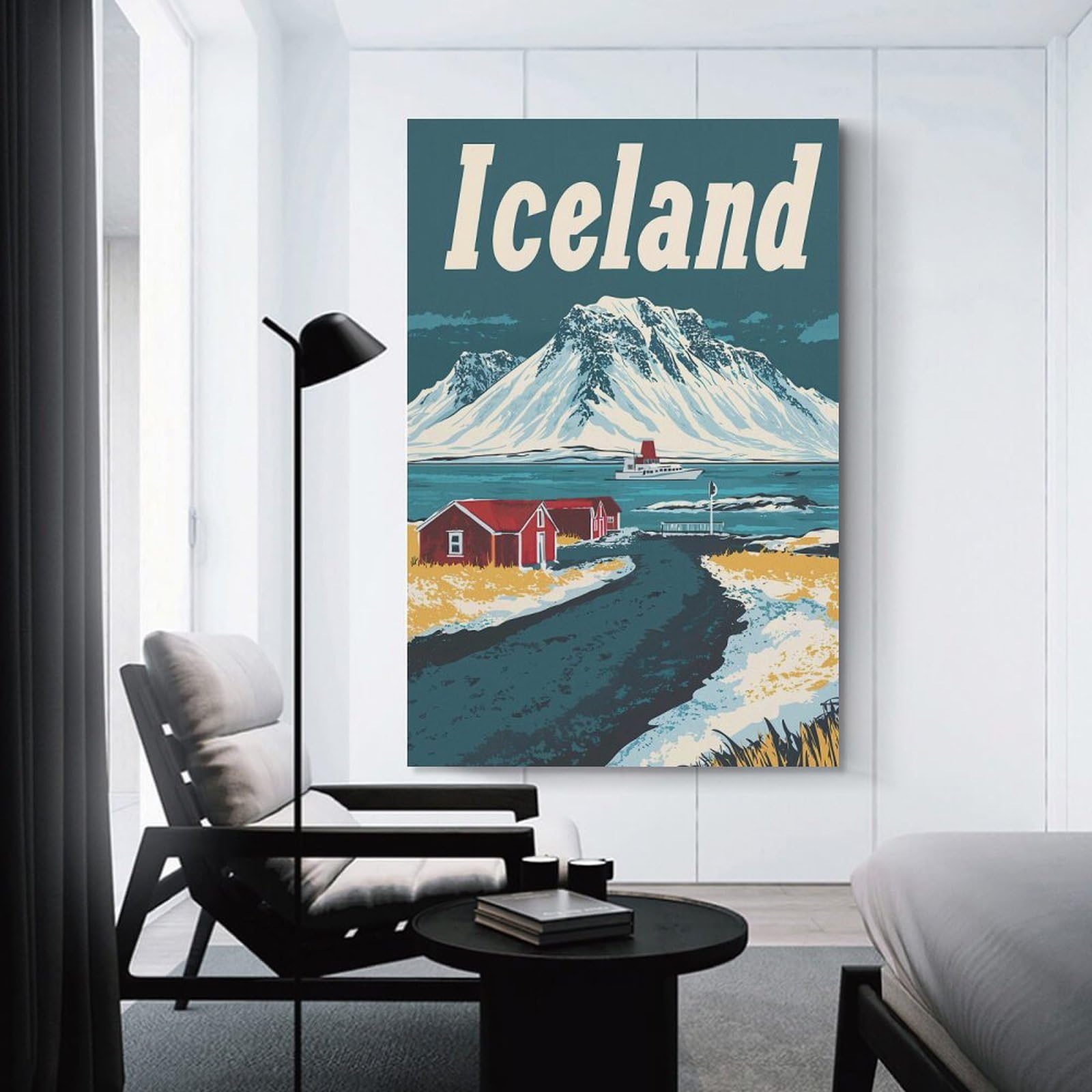 Junmoney Iceland Travel Decorative Wall Artwork, 24x36inch(60x90cm), for Home Lounge, Bedroom Or Reading Nook, Easy Decor for Gallery Walls