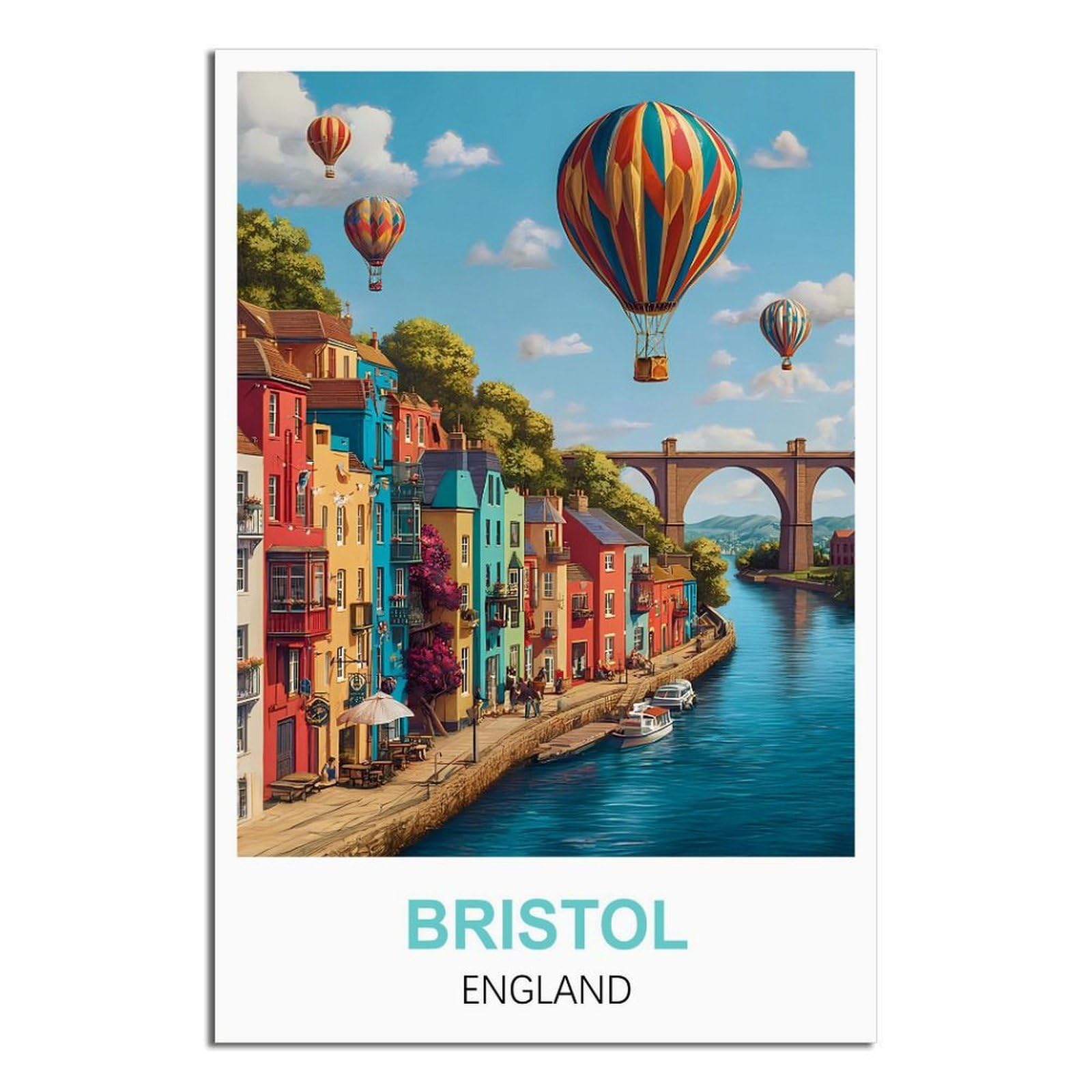SLJGINEU Bristol England Vintage Travel Posters 16x24inch(40x60cm) Canvas Wall Art Print Modern Painting Poster for Living Room Decor