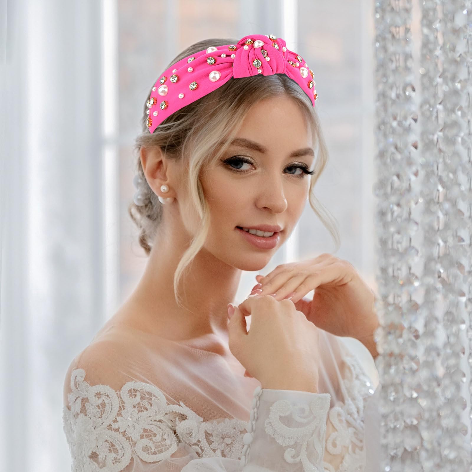 Amazon.com : YISSION 1PC Crystal Pearl Knotted Headband for 